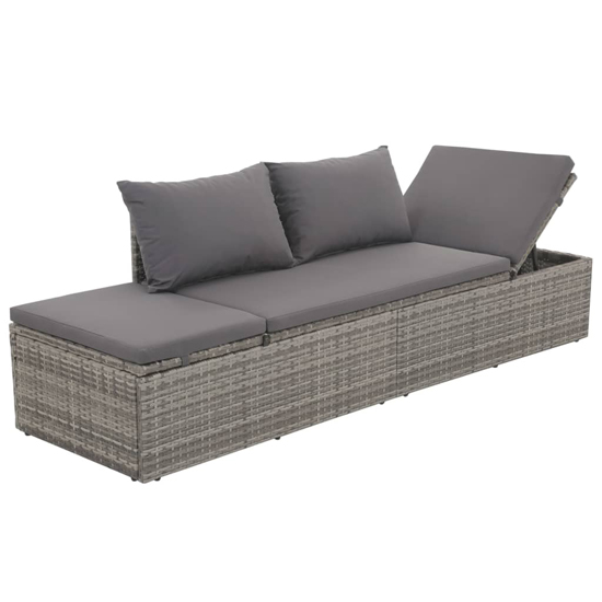 Read more about Levi outdoor rattan lounge bed in grey with cushion and pillow