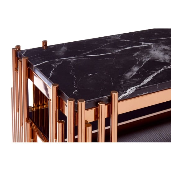 Alvara Black Marble Top Console Table With Rose Gold Frame_4