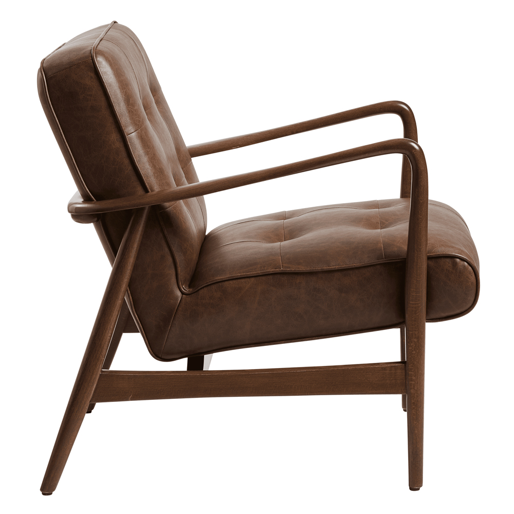Levittown Faux Leather Lounge Armchair In Vintage Brown