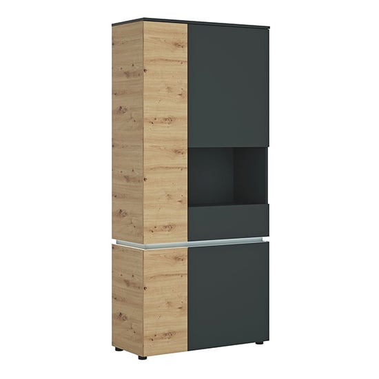 Levy Platinum Oak Tall Right Display Cabinet 4 Doors With LED