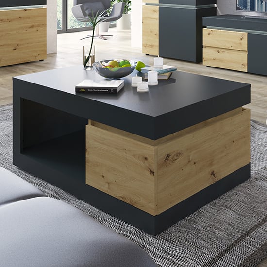 Read more about Levy wooden 1 drawer coffee table in oak and grey