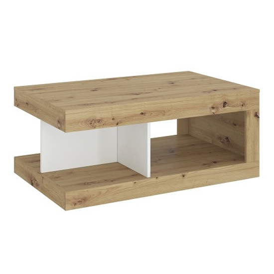 Photo of Levy wooden coffee table in artisan oak and alpine white