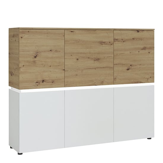 Levy Wooden Sideboard 6 Doors In White And Oak With LED