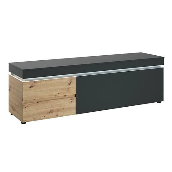 Product photograph of Levy Wooden Tv Stand Wide 1 Door 2 Drawers In Platinum Oak With Led from Furniture in Fashion