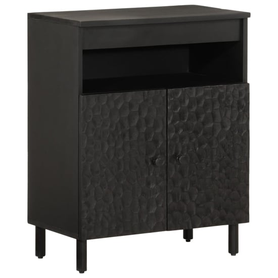 Product photograph of Lewes Mango Wood Storage Cabinet With 2 Doors In Black from Furniture in Fashion