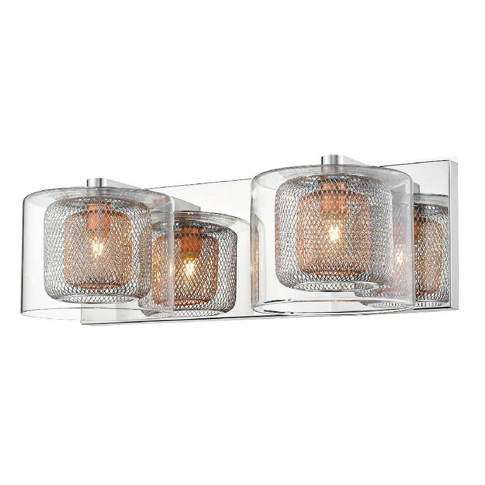Read more about Lewisham 2 light clear glass wall light in copper and chrome