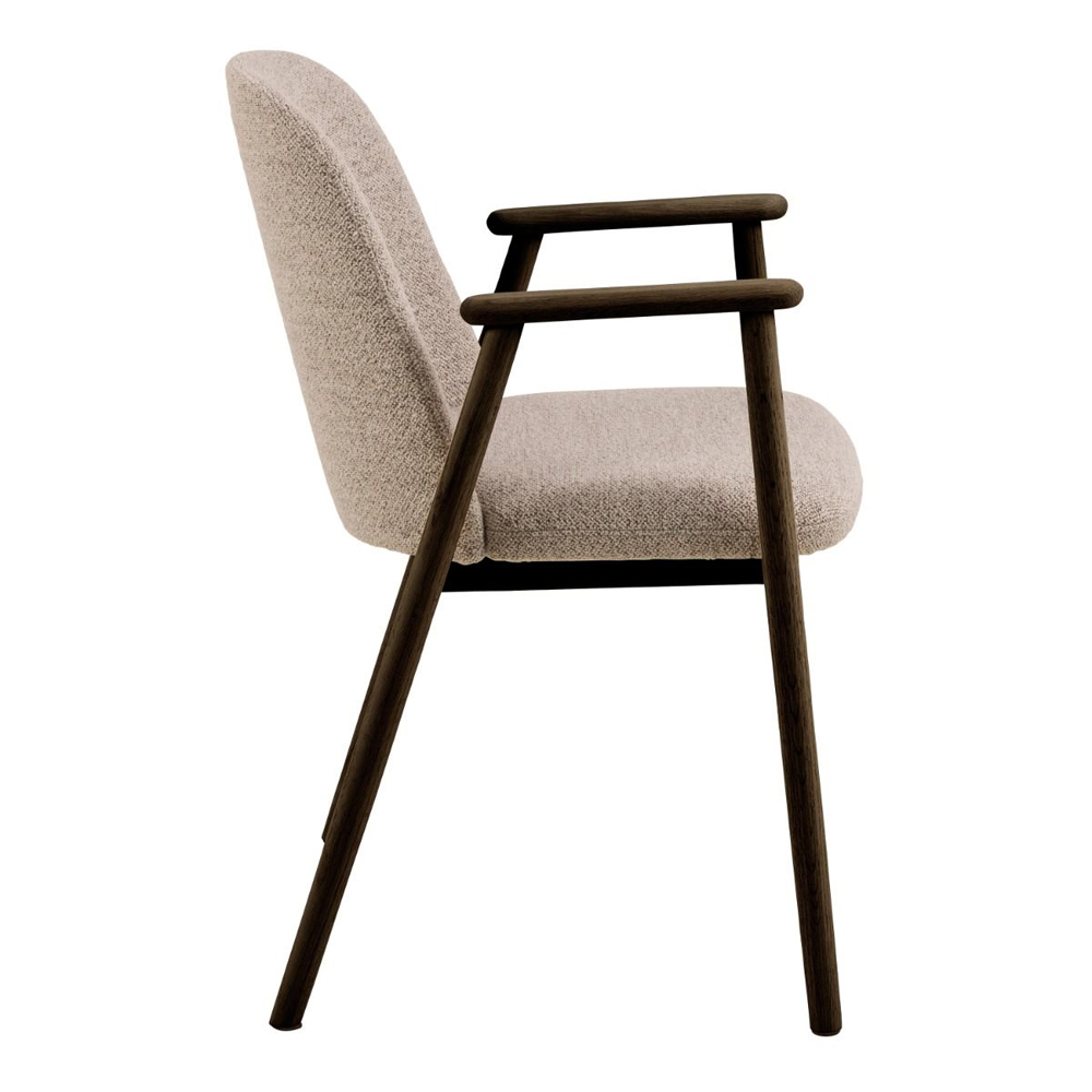 Lewiston Beige Fabric Dining Chairs With Wooden Frame In Pair
