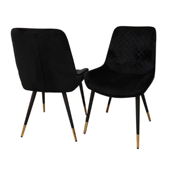 Photo of Lewiston black velvet dining chairs in pair