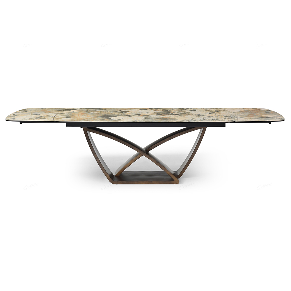 Lewiston Ceramic Marble Extending Dining Table In Matt Ivory