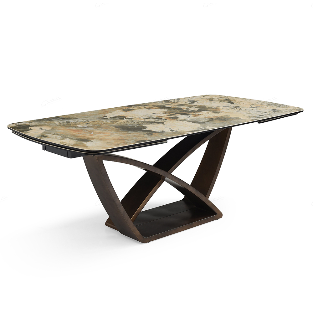 Lewiston Ceramic Marble Extending Dining Table In Matt Ivory