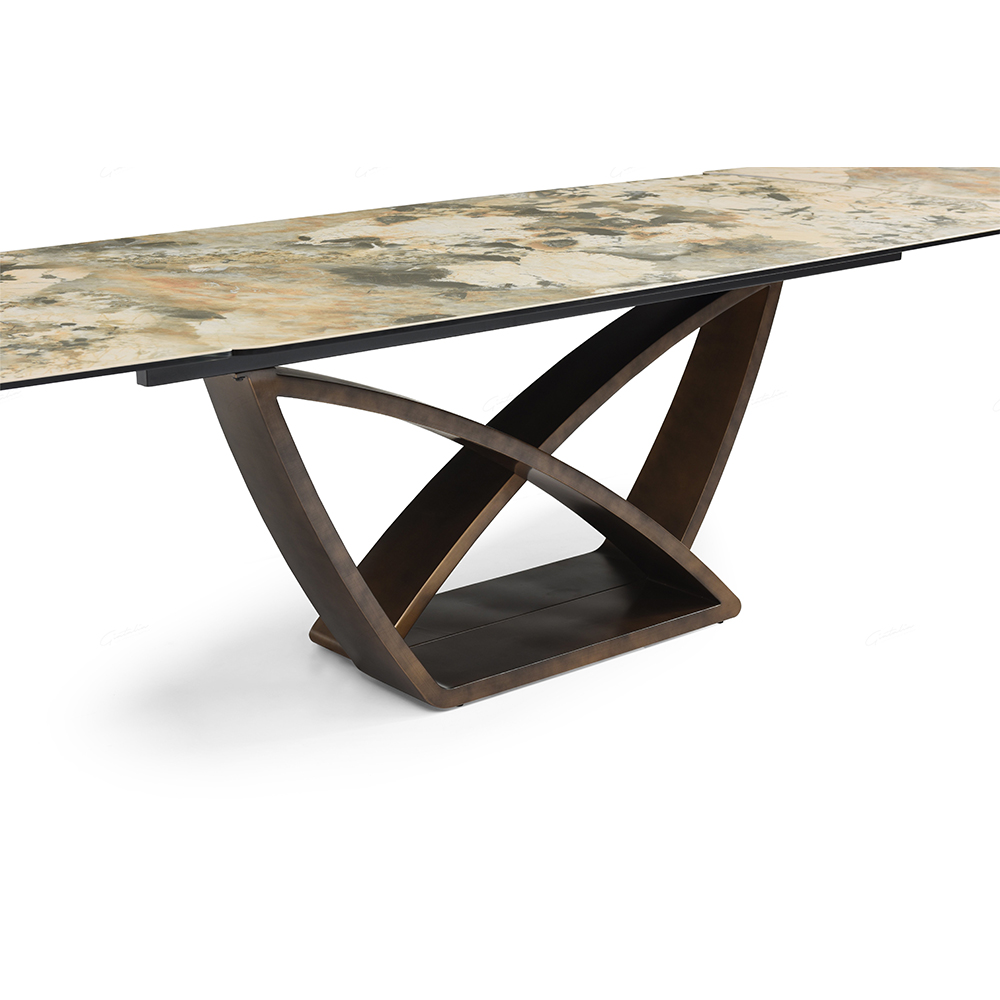 Lewiston Ceramic Marble Extending Dining Table In Matt Ivory