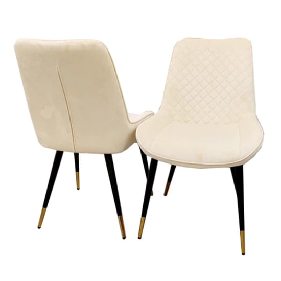 Photo of Lewiston cream velvet dining chairs in pair