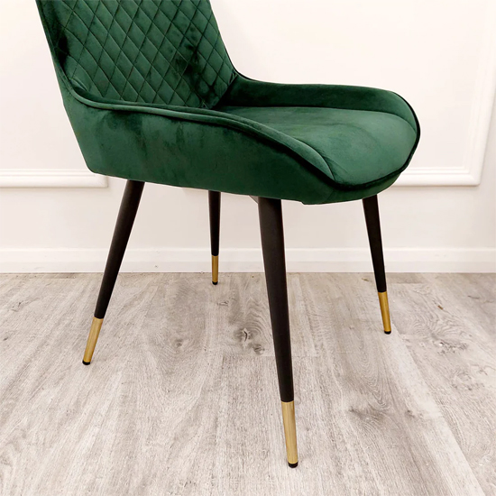Lewiston Emerald Green Velvet Dining Chairs In Pair Furniture in Fashion