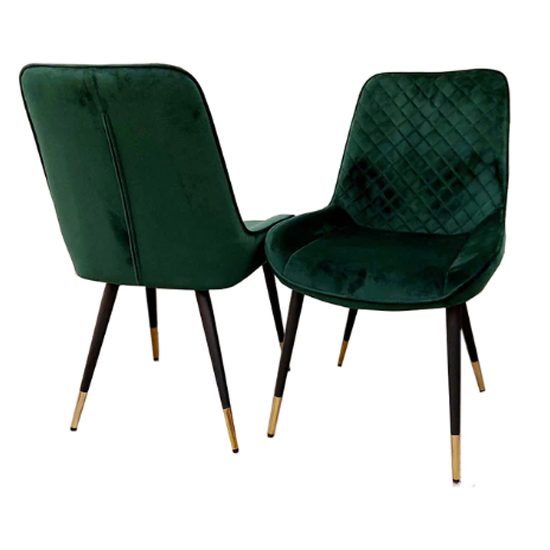 Product photograph of Lewiston Emerald Green Velvet Dining Chairs In Pair from Furniture in Fashion
