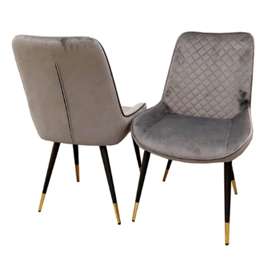 Photo of Lewiston iron velvet dining chairs in pair
