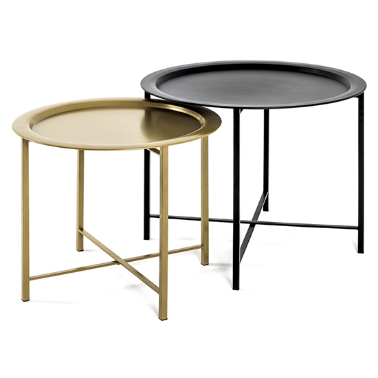 Lewiston Metal Set Of 2 Coffee Tables In Black And Gold