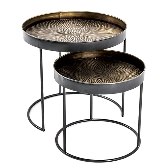 Lewiston Metal Set Of 2 Side Tables In Copper And Black_2