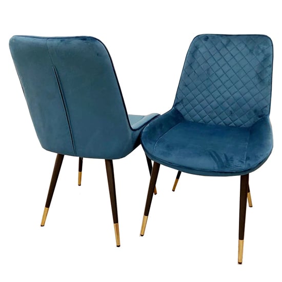 Product photograph of Lewiston Navy Blue Velvet Dining Chairs In Pair from Furniture in Fashion