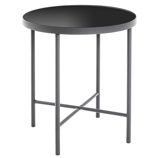 Lewiston Round Black Glass Side Table With Anthracite Legs_2