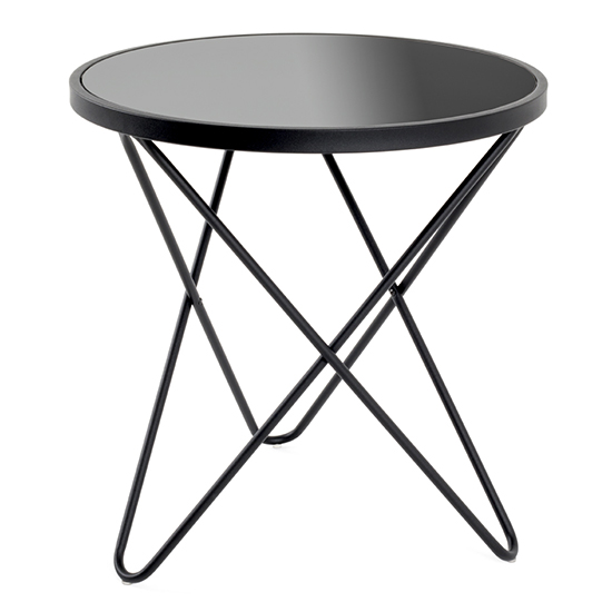 Lewiston Round Glass Side Table With Black Metal Legs Furniture in