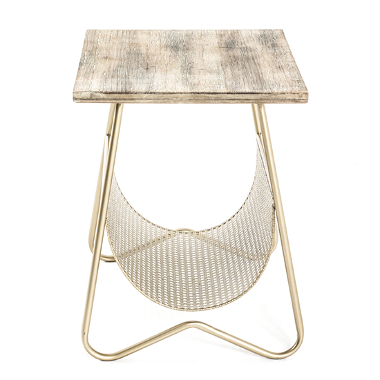 Lewiston Wooden Side Table In Natural With Gold Metal Legs