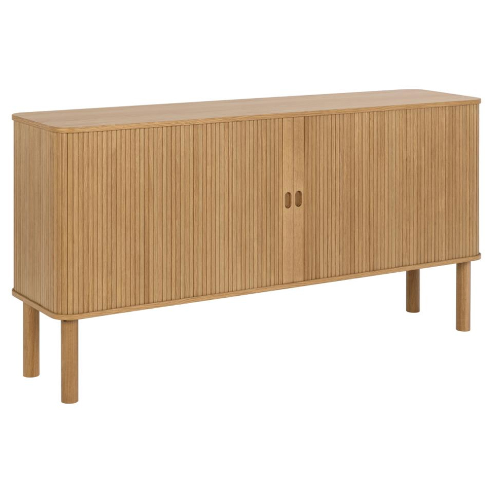 Lewiston Wide Wooden Storage Cabinet With 2 Sliding Doors In Oak