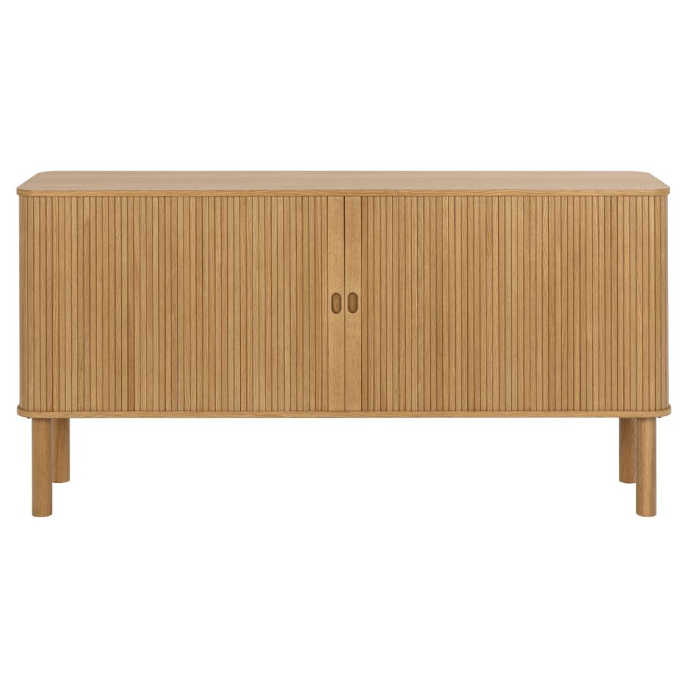 Lewiston Wide Wooden Storage Cabinet With 2 Sliding Doors In Oak