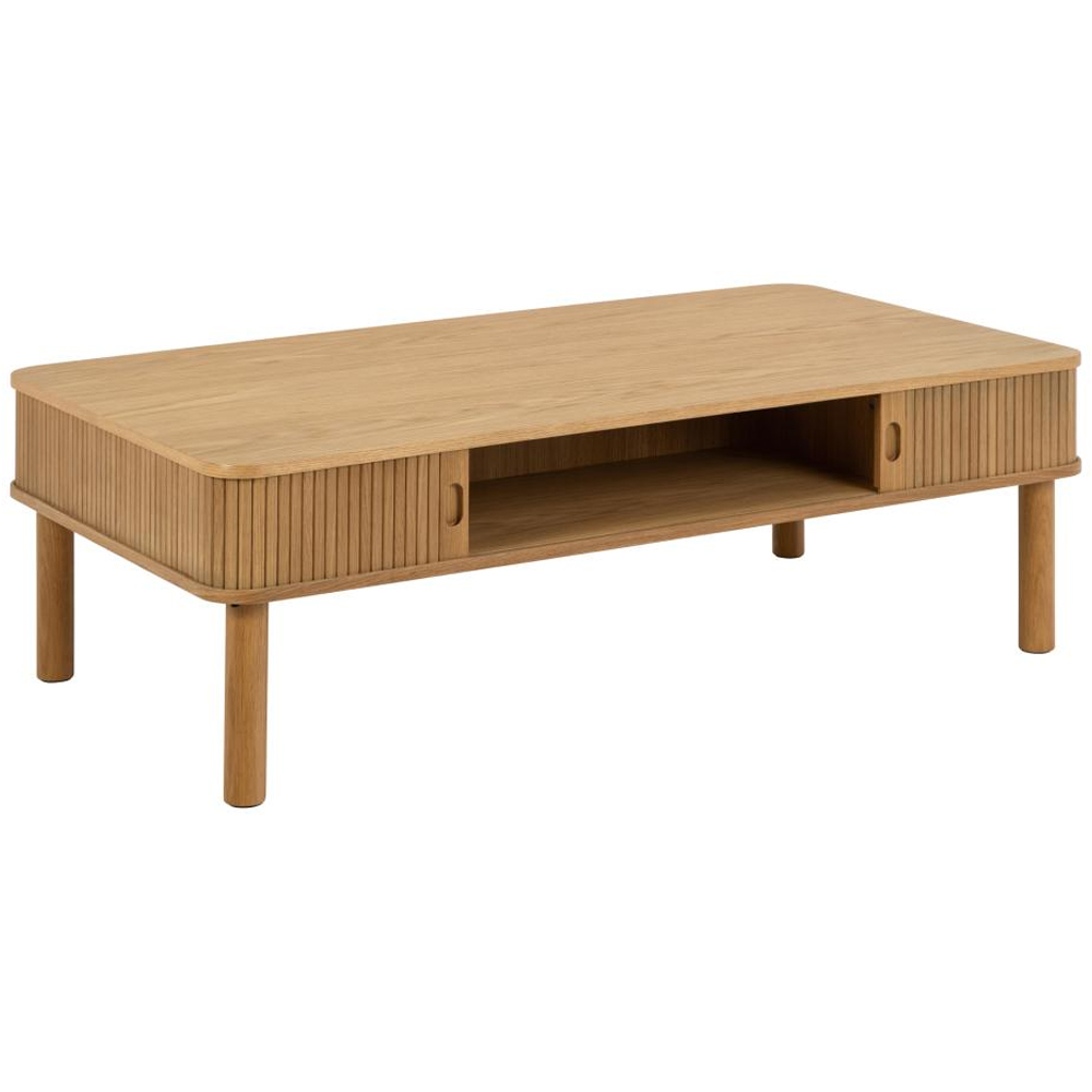 Lewiston Wooden Coffee Table With 2 Sliding Doors In Oak