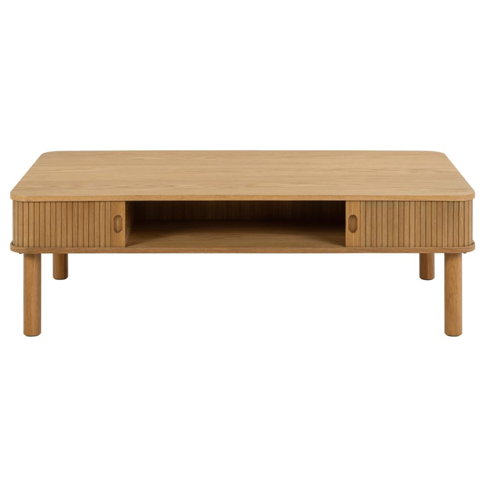 Lewiston Wooden Coffee Table With 2 Sliding Doors In Oak