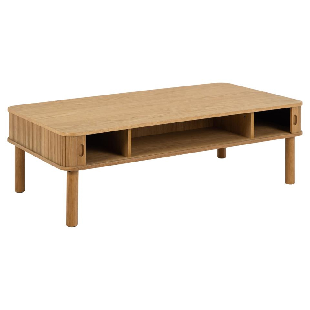 Lewiston Wooden Coffee Table With 2 Sliding Doors In Oak