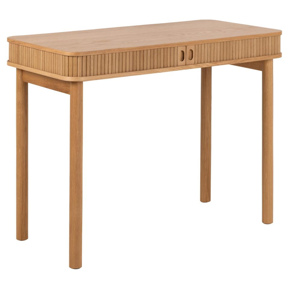 Lewiston Wooden Laptop Desk With 2 Sliding Doors In Oak