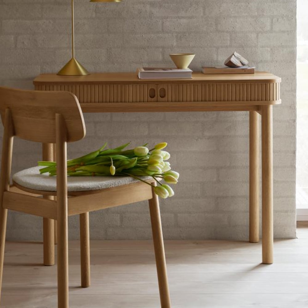 Lewiston Wooden Laptop Desk With 2 Sliding Doors In Oak