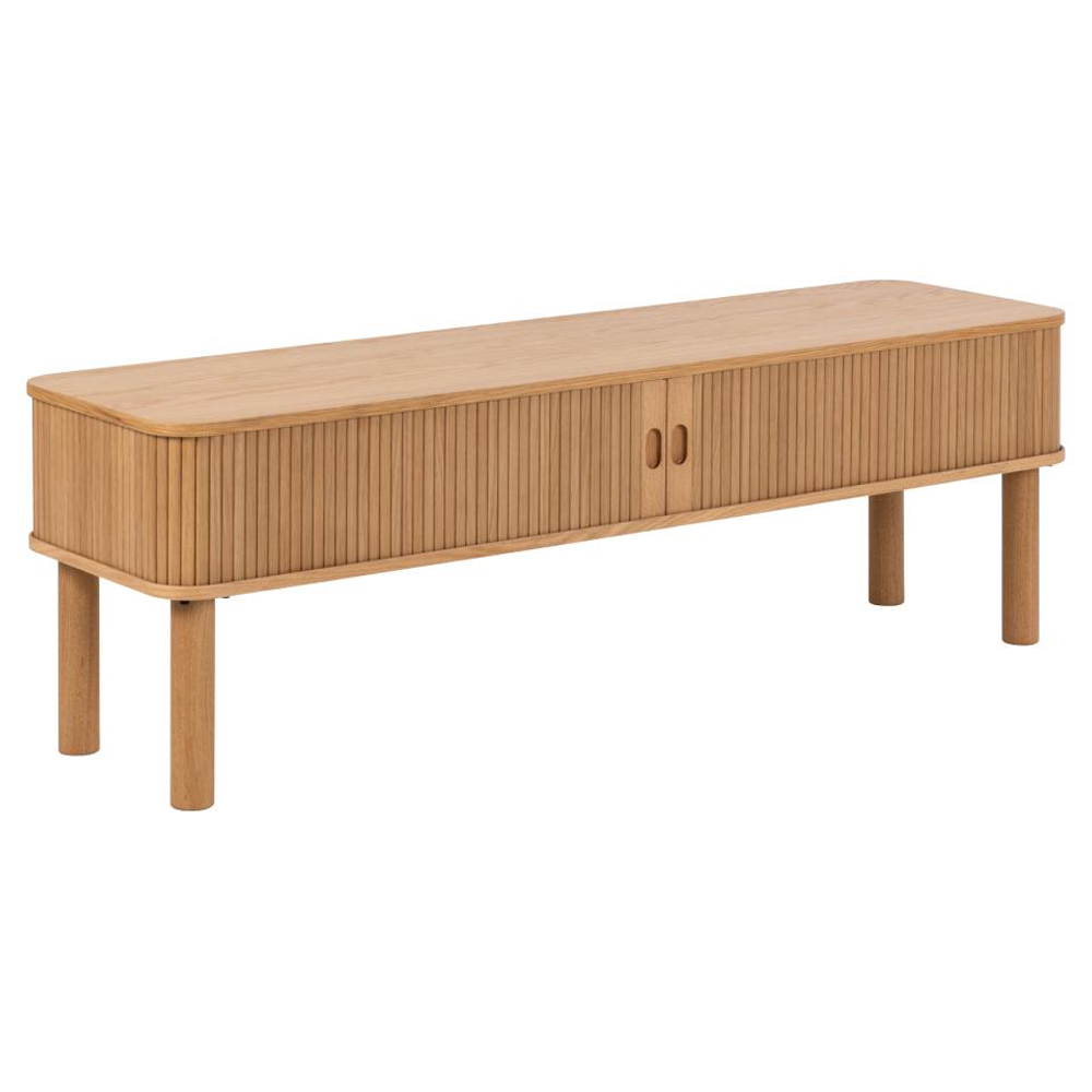 Lewiston Wooden TV Stand With 2 Sliding Doors In Oak