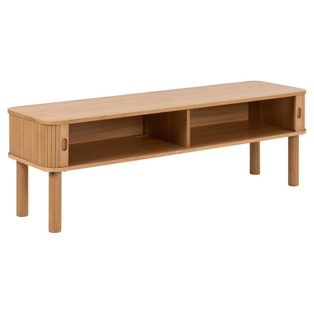Lewiston Wooden TV Stand With 2 Sliding Doors In Oak