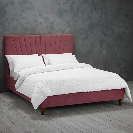 Read more about Lexa velvet king size bed in vintage pink