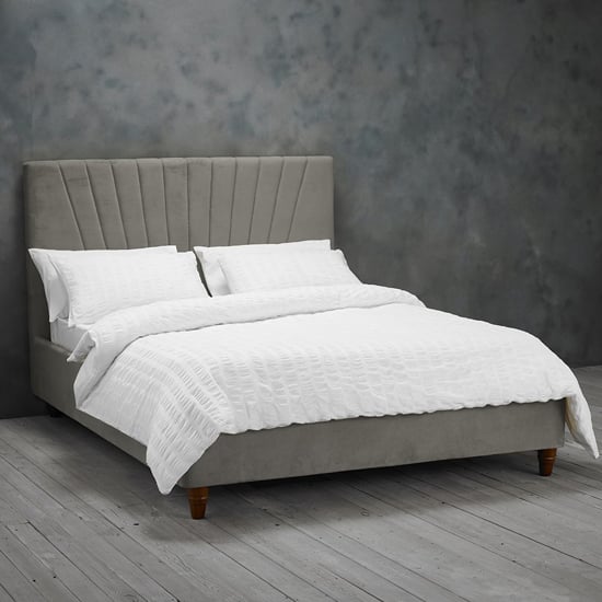 Read more about Lexa velvet king size bed in classic grey