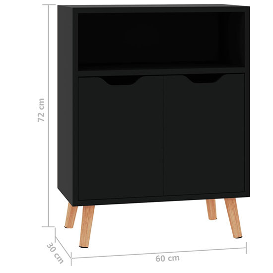 Lexie High Gloss Sideboard With 2 Doors 1 Shelf In Black