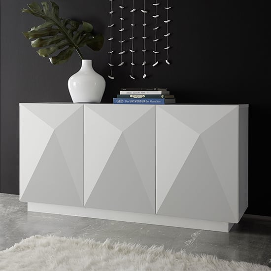 Product photograph of Lexis High Gloss Sideboard With 3 Doors In White from Furniture in Fashion
