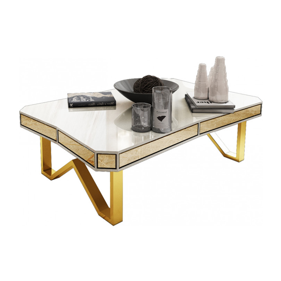 Lexus Mirrored Wooden Coffee Table In Beige Sale