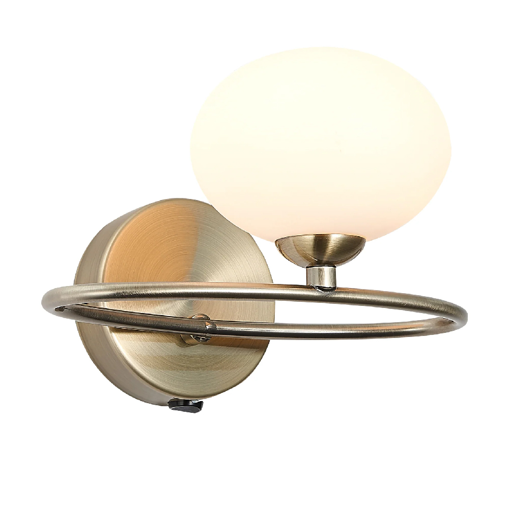 Read more about Leyburn glass shade wall light in antique brass