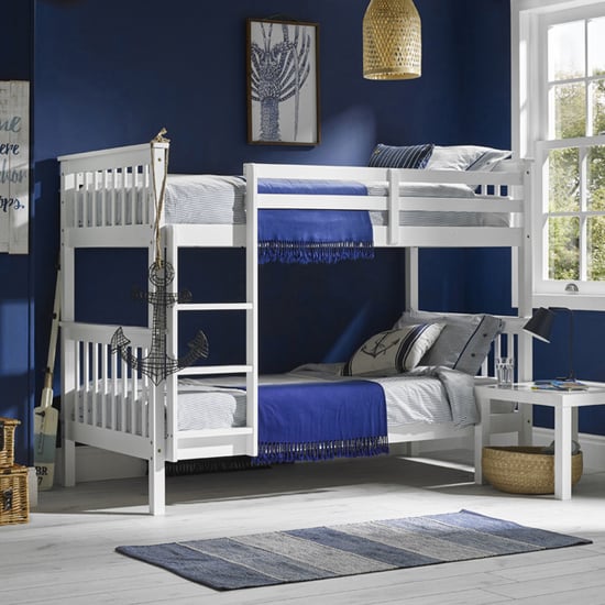 Leyburn Wooden Double Sleeper Bunk Bed In Solid Off White
