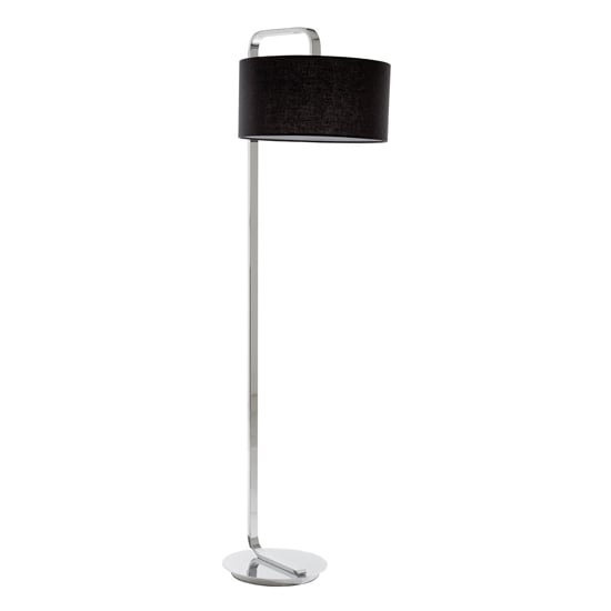 Photo of Leylow black fabric shade floor lamp with chrome metal base