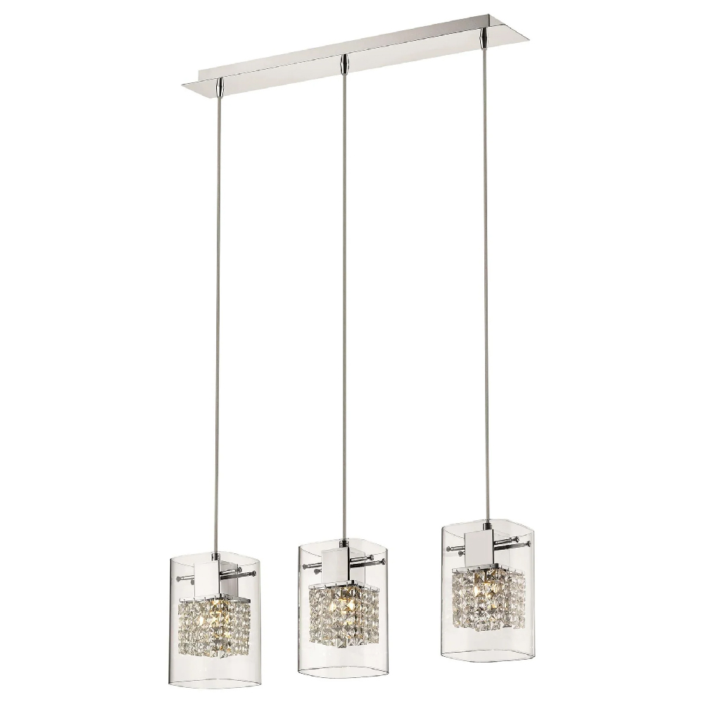Read more about Leyton 3 light clear glass bar pendant light in chrome