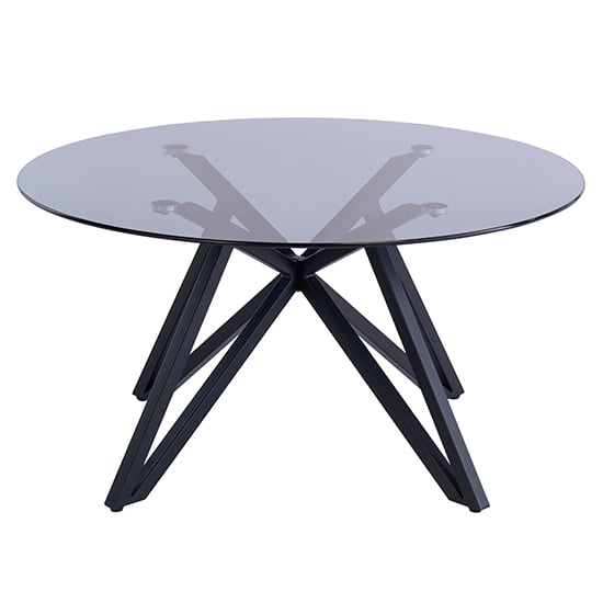 Product photograph of Liam Grey Tinted Glass Coffee Table With Black Metal Legs from Furniture in Fashion