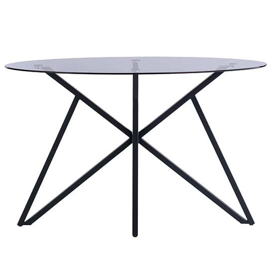 Product photograph of Liam Grey Tinted Glass Console Table With Black Metal Legs from Furniture in Fashion