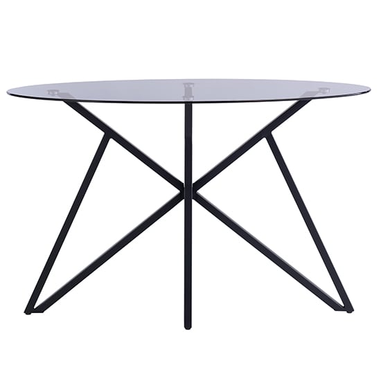 Read more about Liam grey tinted glass console table with black metal legs