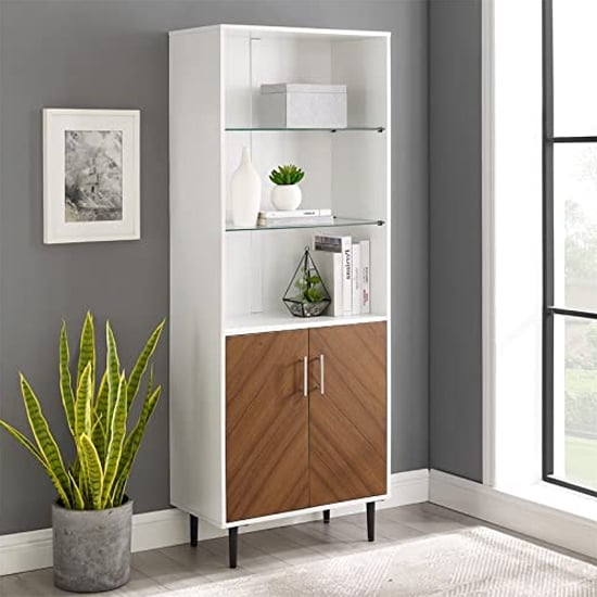 Product photograph of Lian Wooden Display Cabinet With 2 Doors In White And Brown from Furniture in Fashion