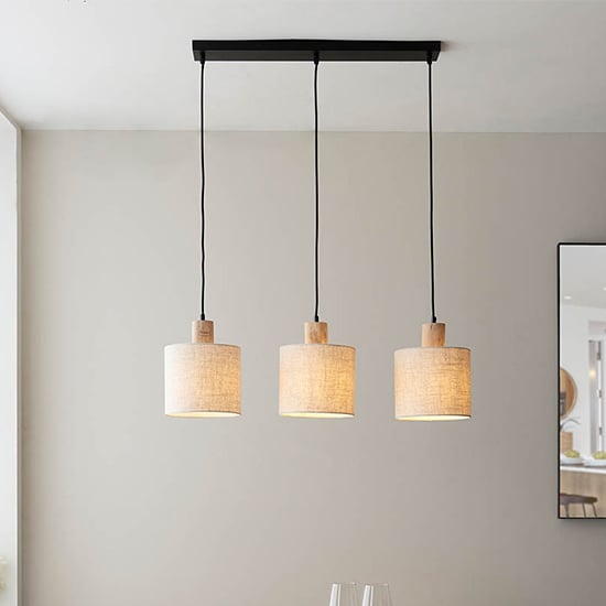 Photo of Liberty 3 lights linear ceiling pendant light in natural