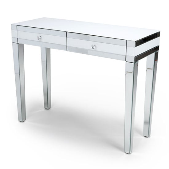 Read more about Liberty mirrored dressing table in silver and white gloss