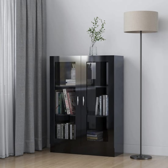 Read more about Libet high gloss display cabinet in with 2 doors in black